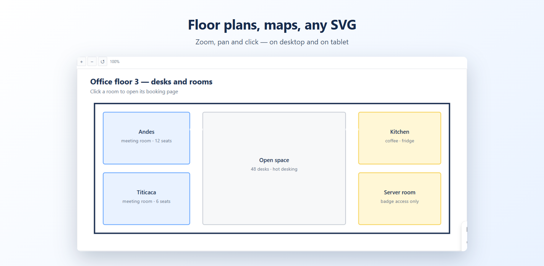 Floor plan in Confluence where rooms are clickable