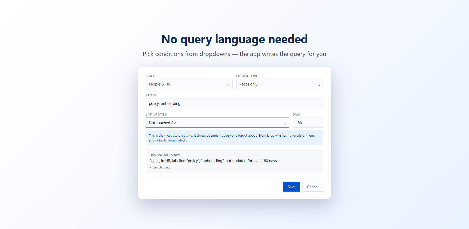 Choosing list conditions from dropdowns